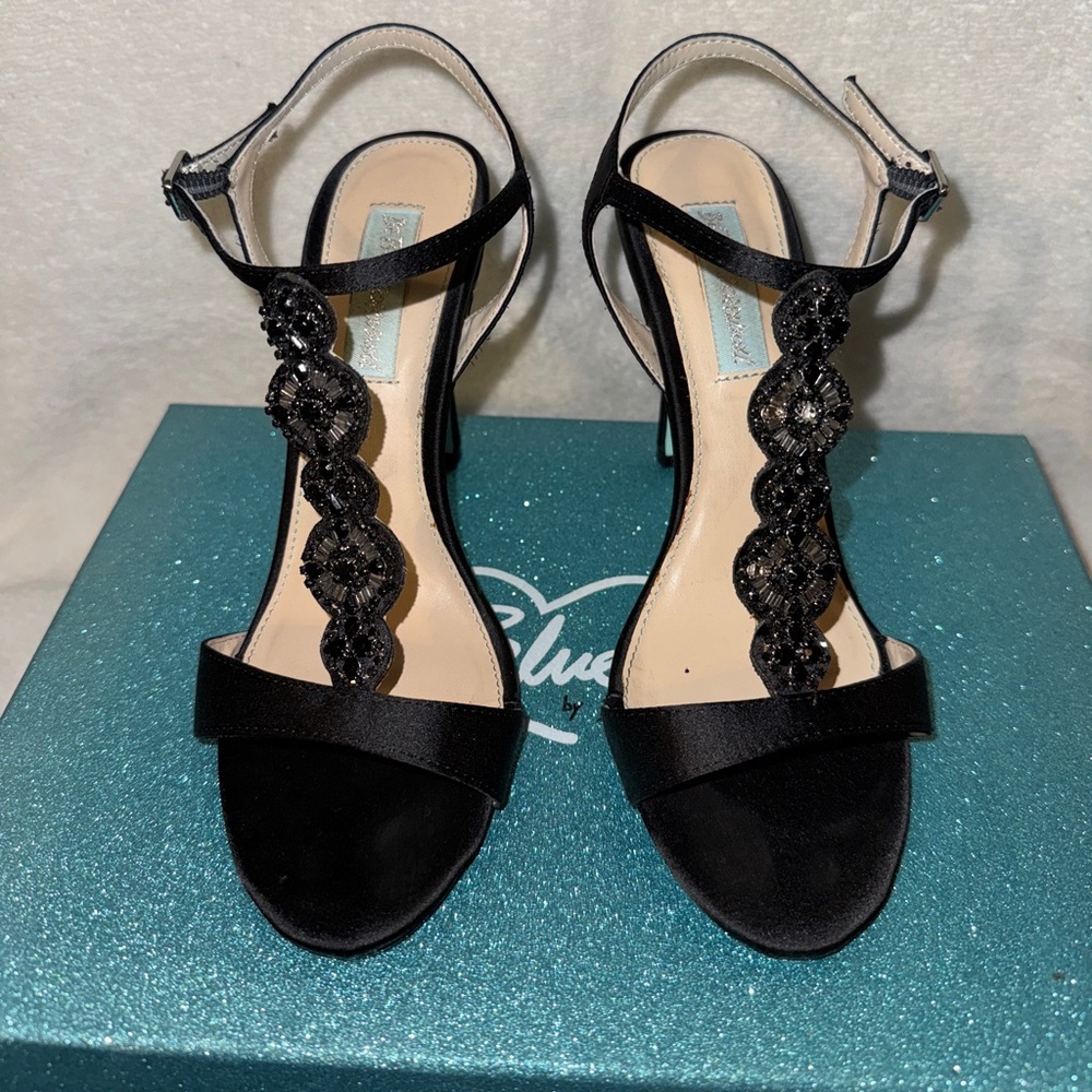 Betsey Johnson | Black Satin Chloe Evening Sandal